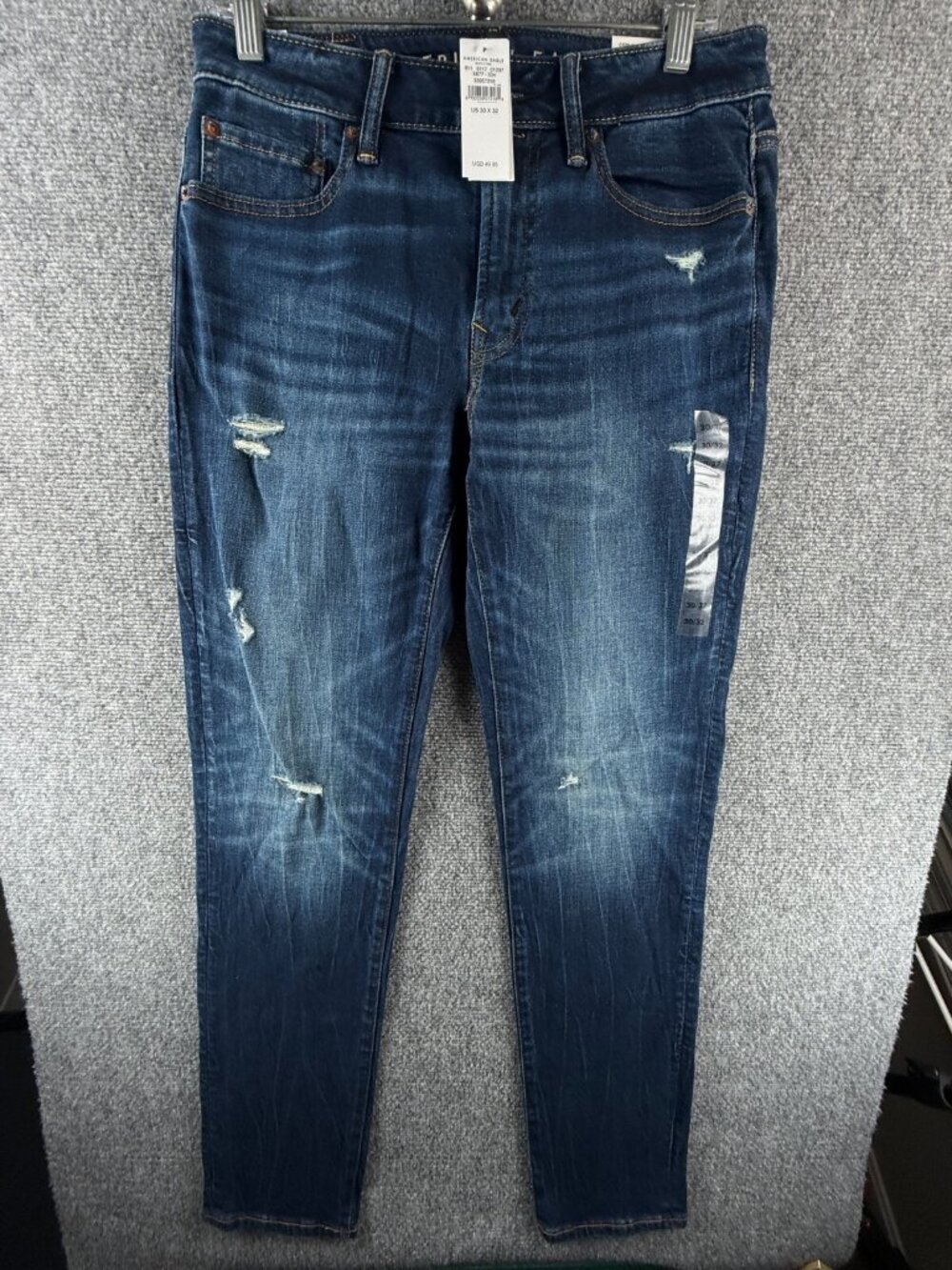 NWT American Eagle Jeans Men Blue Cozy Airflex+ Distressed Slim Fit Jeans 30x32